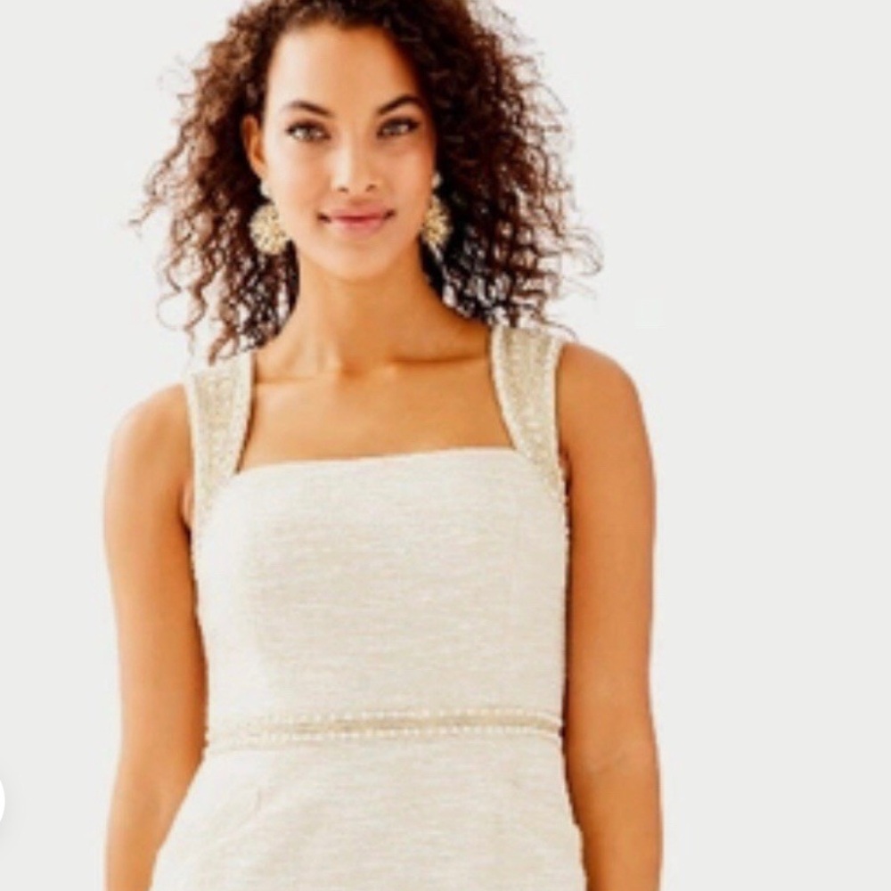 Lilly Pulitzer Gold Metallic Resort Bouche Dana Shift Dress